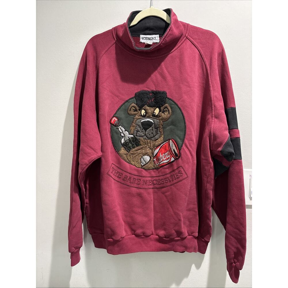Vintage ICEBERG Sweater Men The Bare Necessities Coca Cola Made in Italy Red XL
